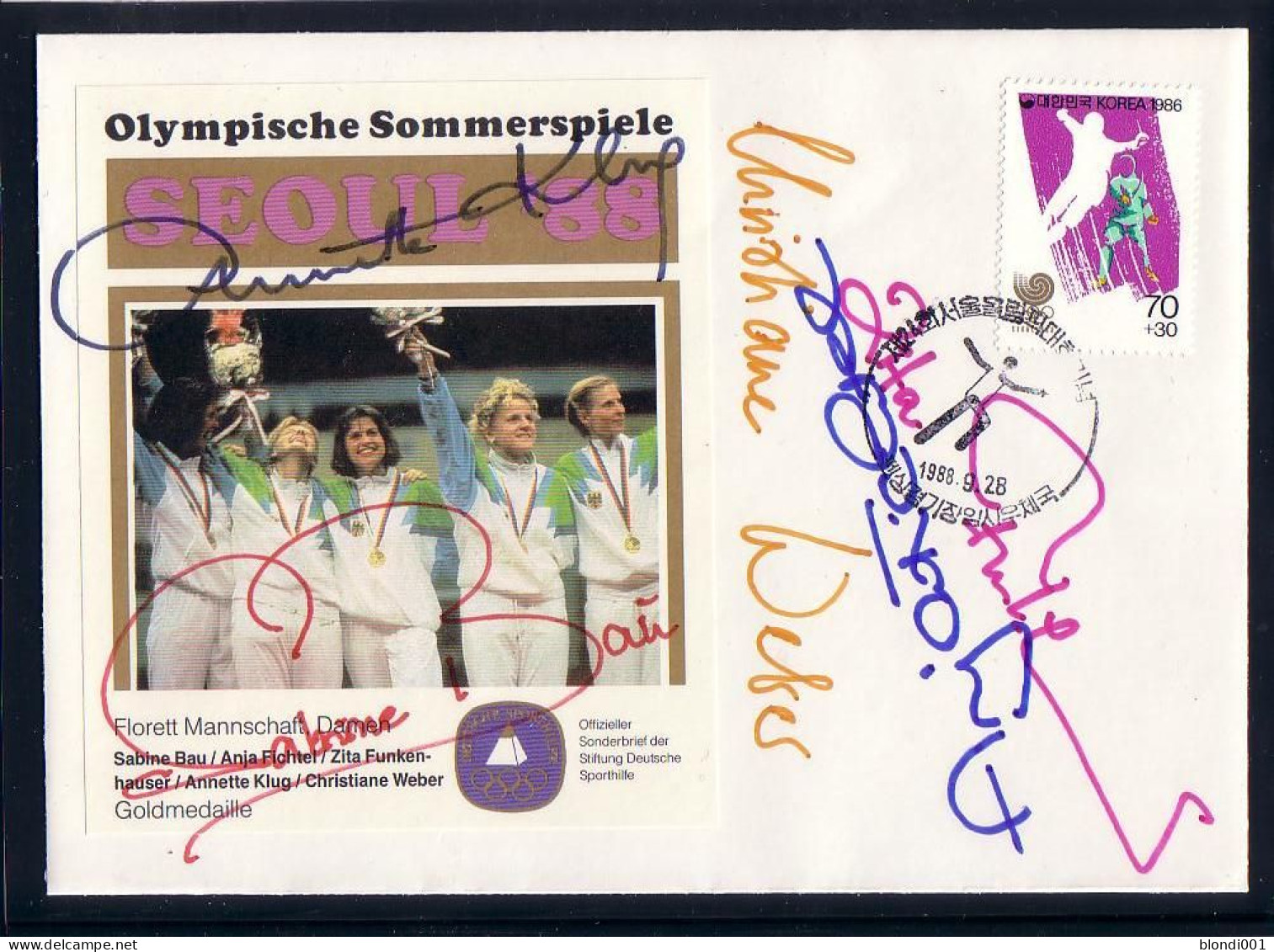 Olympics 1988 - Fencing - SOUTH KOREA - FSC Cover With Signature - Summer 1988: Seoul