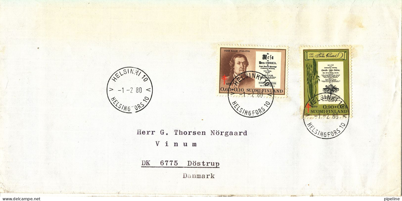 Finland Cover Sent To Denmark Helsinki 1-2-1980 TB Stamps - Briefe U. Dokumente