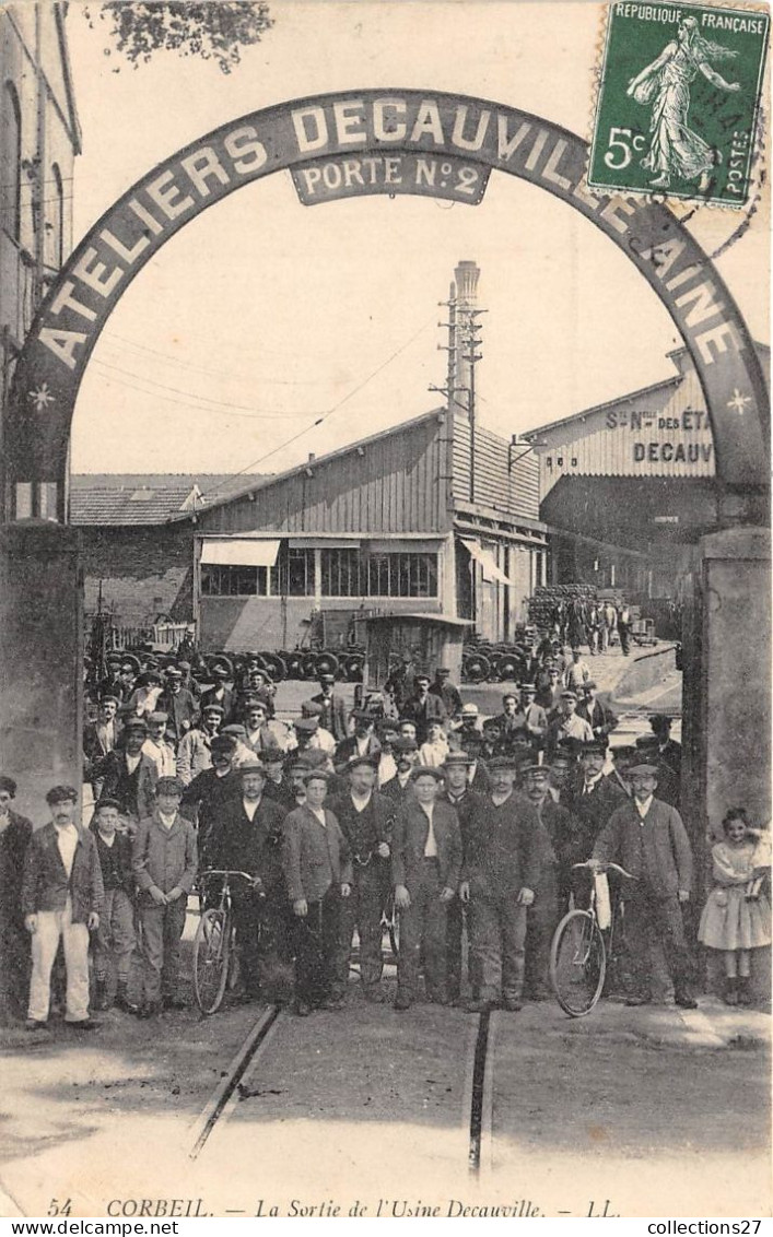 91-CORBEIL- ETABLISSEMENT DECAUVILLE- LA SORTIE DE L'USINE DECAUVILLE - Corbeil Essonnes