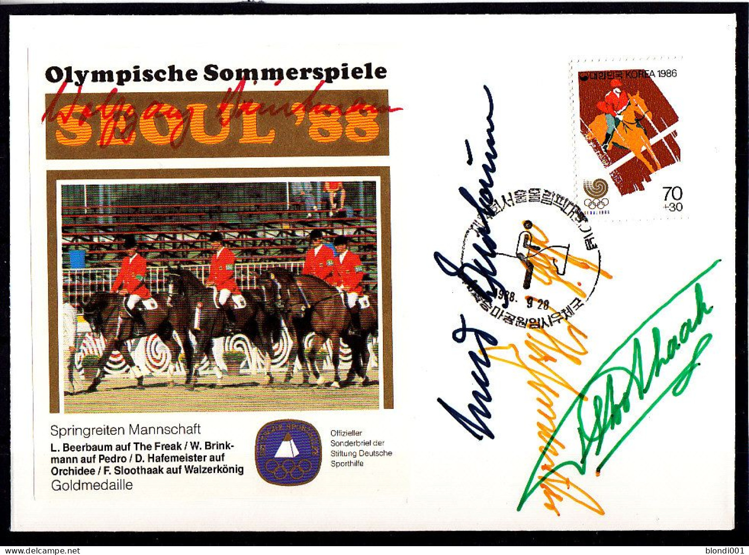 Olympics 1988 - Equestrian - SOUTH KOREA - FSC Cover With Signature - Ete 1988: Séoul