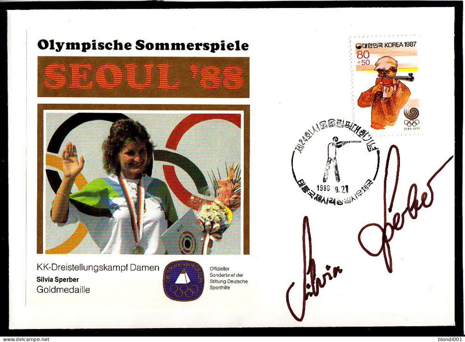 Olympics 1988 - Shooting - SOUTH KOREA - FSC Cover With Signature - Ete 1988: Séoul