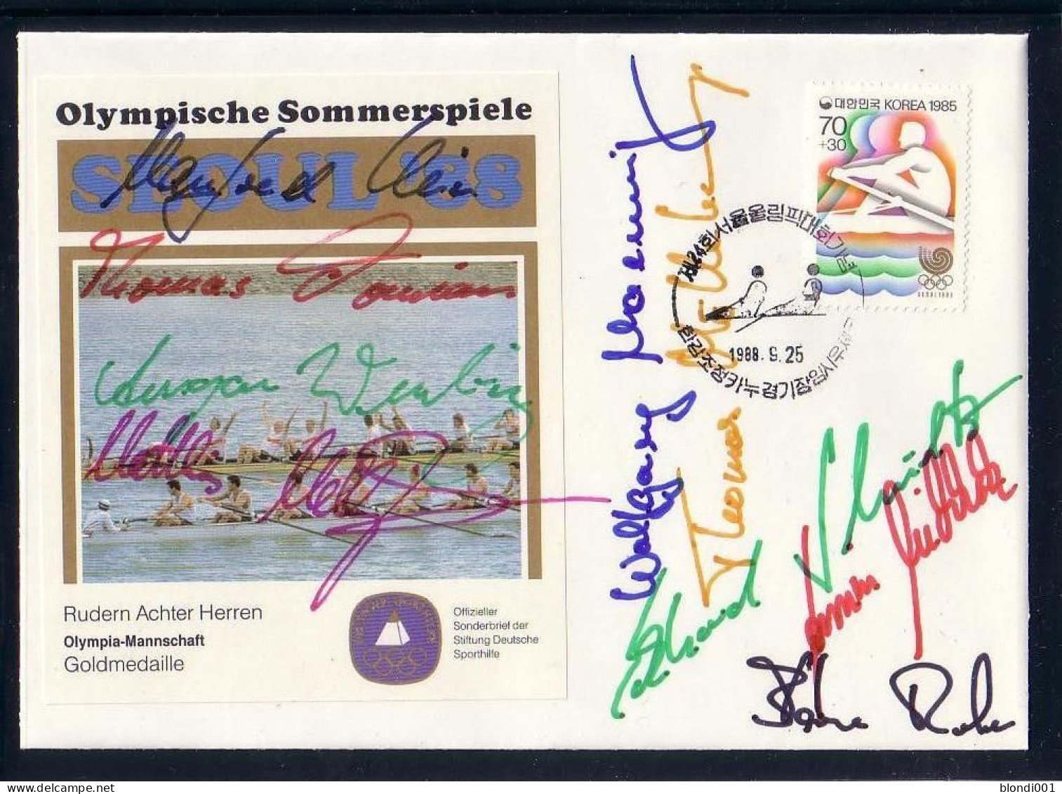 Olympics 1988 - Rowing - SOUTH KOREA - FSC Cover With Signature - Ete 1988: Séoul