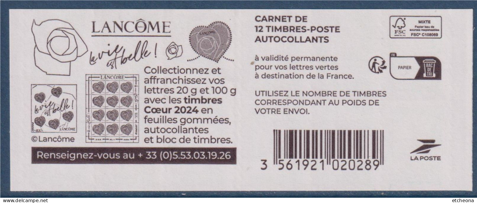 Marianne De L'Avenir Adhésif Carnet X12 Avec Numéro 010 à Droite "Lancôme, La Vie Est Belle" - 2023-... Marianne De L’avenir