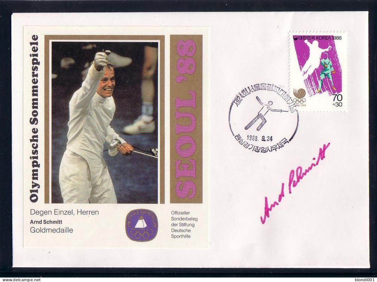 Olympics 1988 - Fencing - SOUTH KOREA - FSC Cover With Signature - Estate 1988: Seul