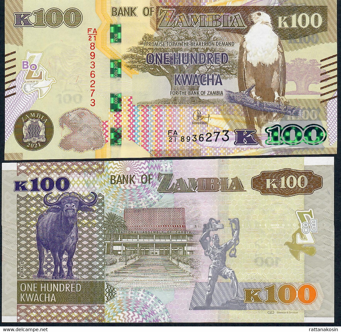 ZAMBIA P61c ?  100  Kwacha  2021 #FA/21  UNC. - Zambia