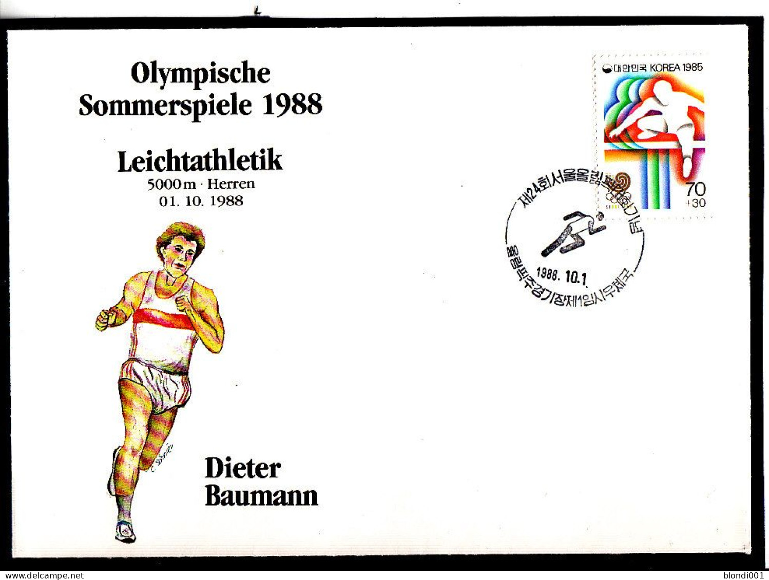 Olympics 1988 - Athletics - Baumann - SOUTH KOREA - FDC Cover - Estate 1988: Seul