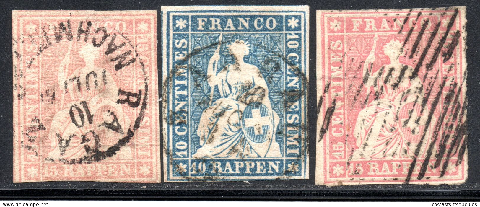 2603.SWITZERLAND 3 SITTED HELVETIA ST. LOT - Used Stamps