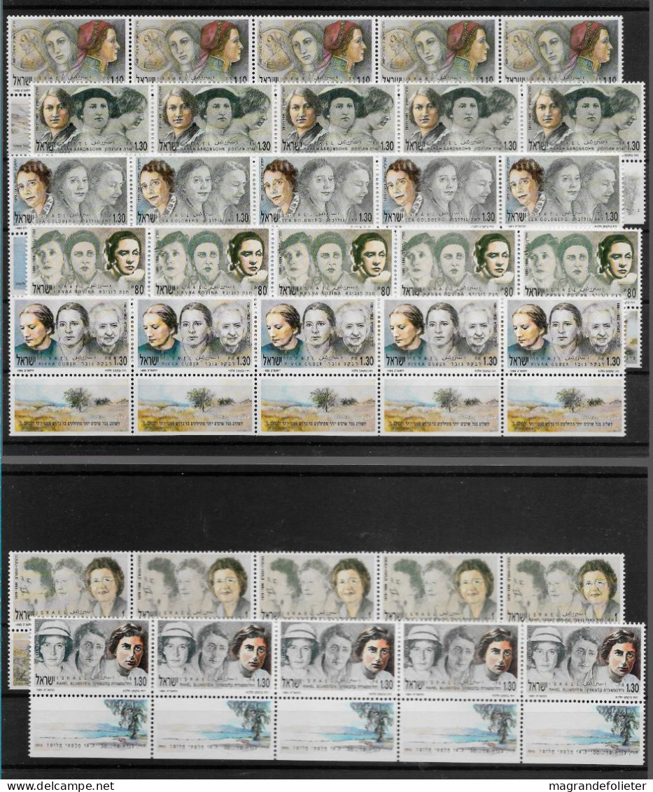 TIMBRE STAMP ZEGEL ISRAEL PETIT LOT FEMMES CELEBRES  5 X 1125-27 1152-53 1156 - Neufs (avec Tabs)