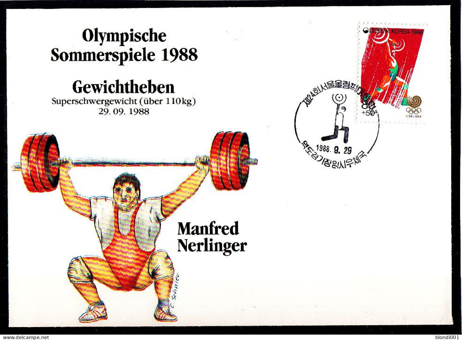 Olympics 1988 - Weightlifting - Nerlinger - SOUTH KOREA - FDC Cover - Ete 1988: Séoul