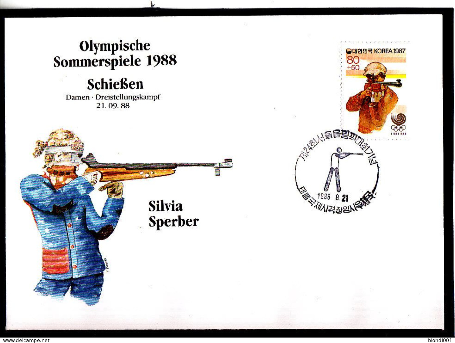 Olympics 1988 - Shooting - Sperber - SOUTH KOREA - FDC Cover - Ete 1988: Séoul