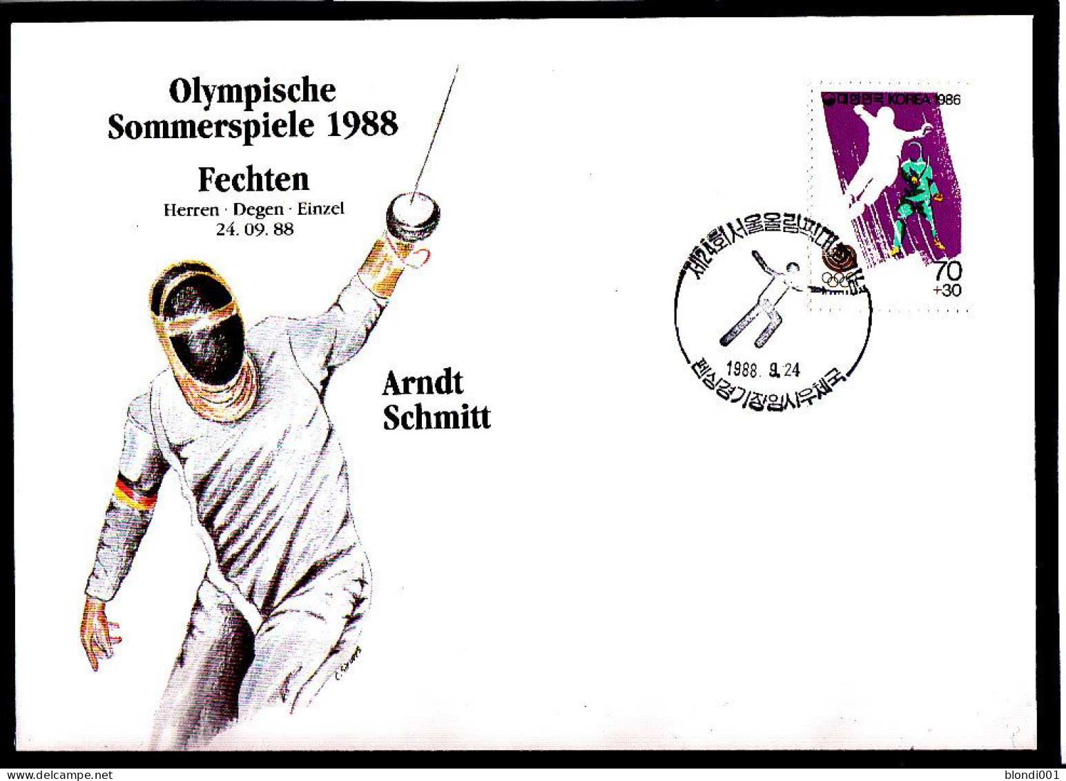 Olympics 1988 - Fencing - Schmitt - SOUTH KOREA - FDC Cover - Estate 1988: Seul