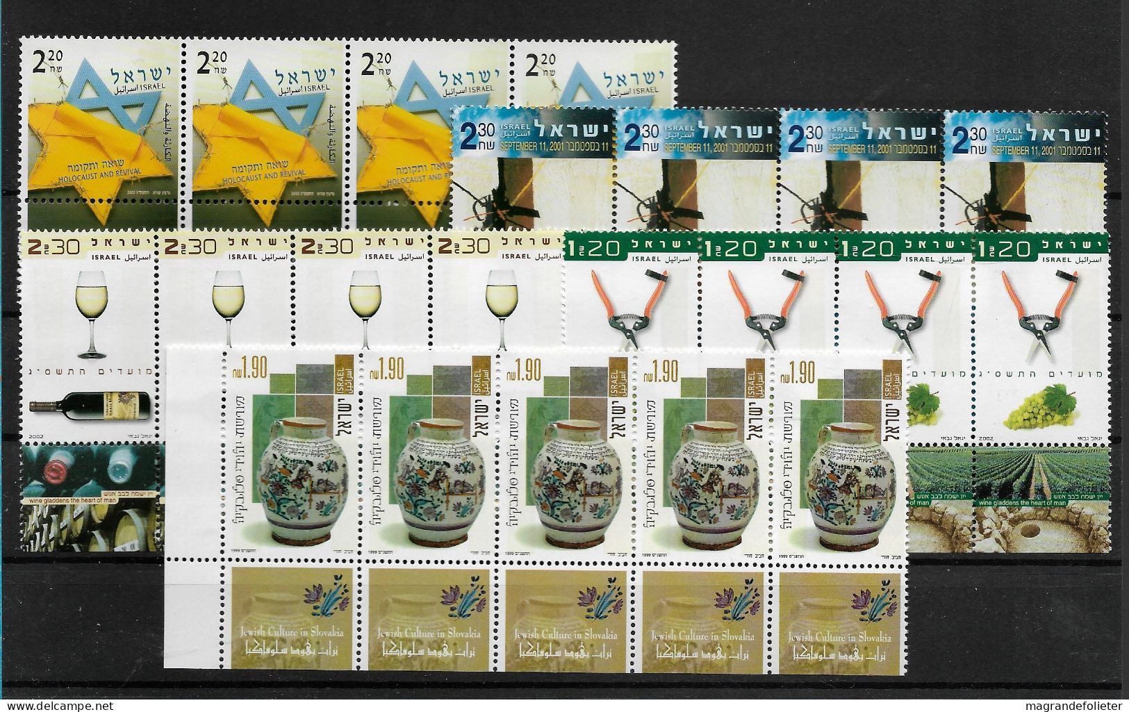 TIMBRE STAMP ZEGEL ISRAEL PETIT LOT 4 X 1466 1626-28 1656  XX - Neufs (avec Tabs)