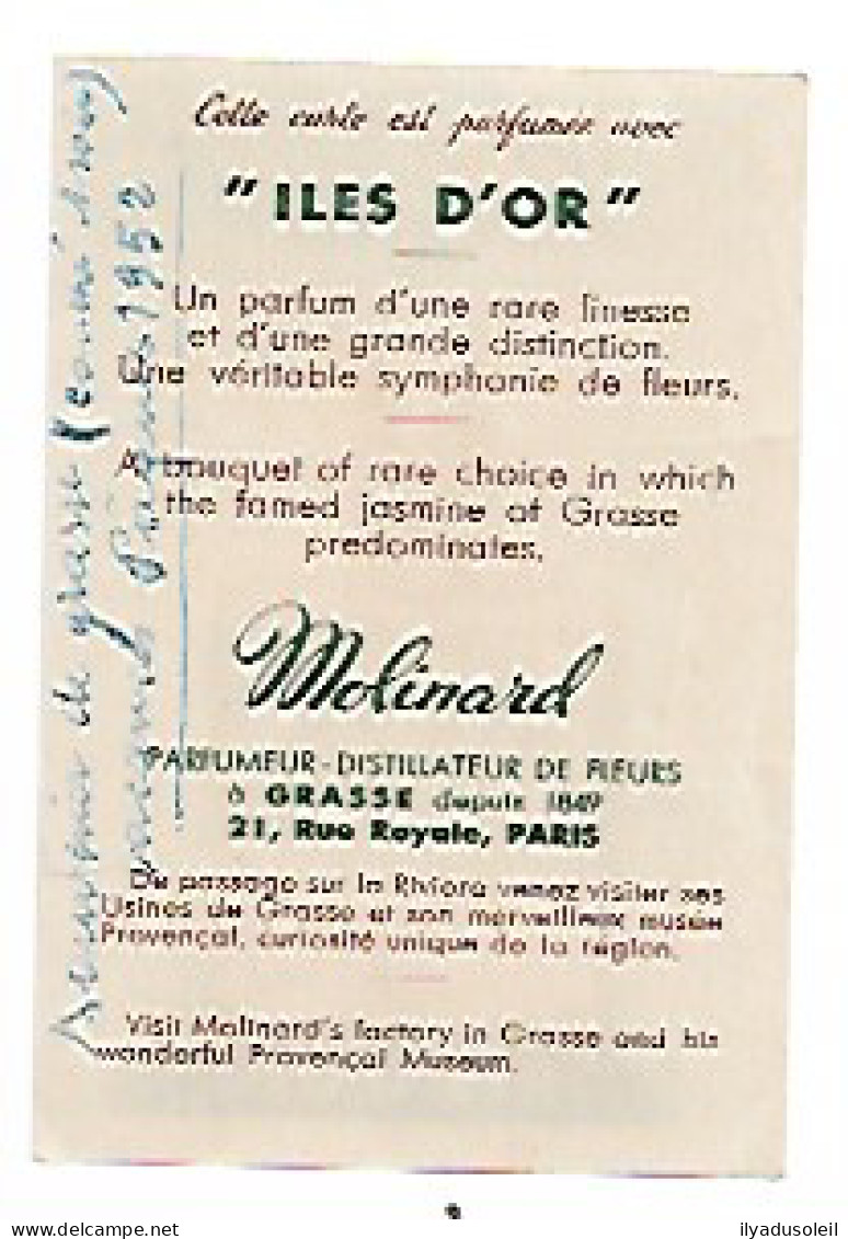 Carte Parfume Molinard Iles D Or - Antiquariat (bis 1960)