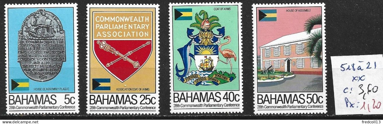 BAHAMAS 518 à 21 ** Côte 3.60 € - Bahamas (1973-...)