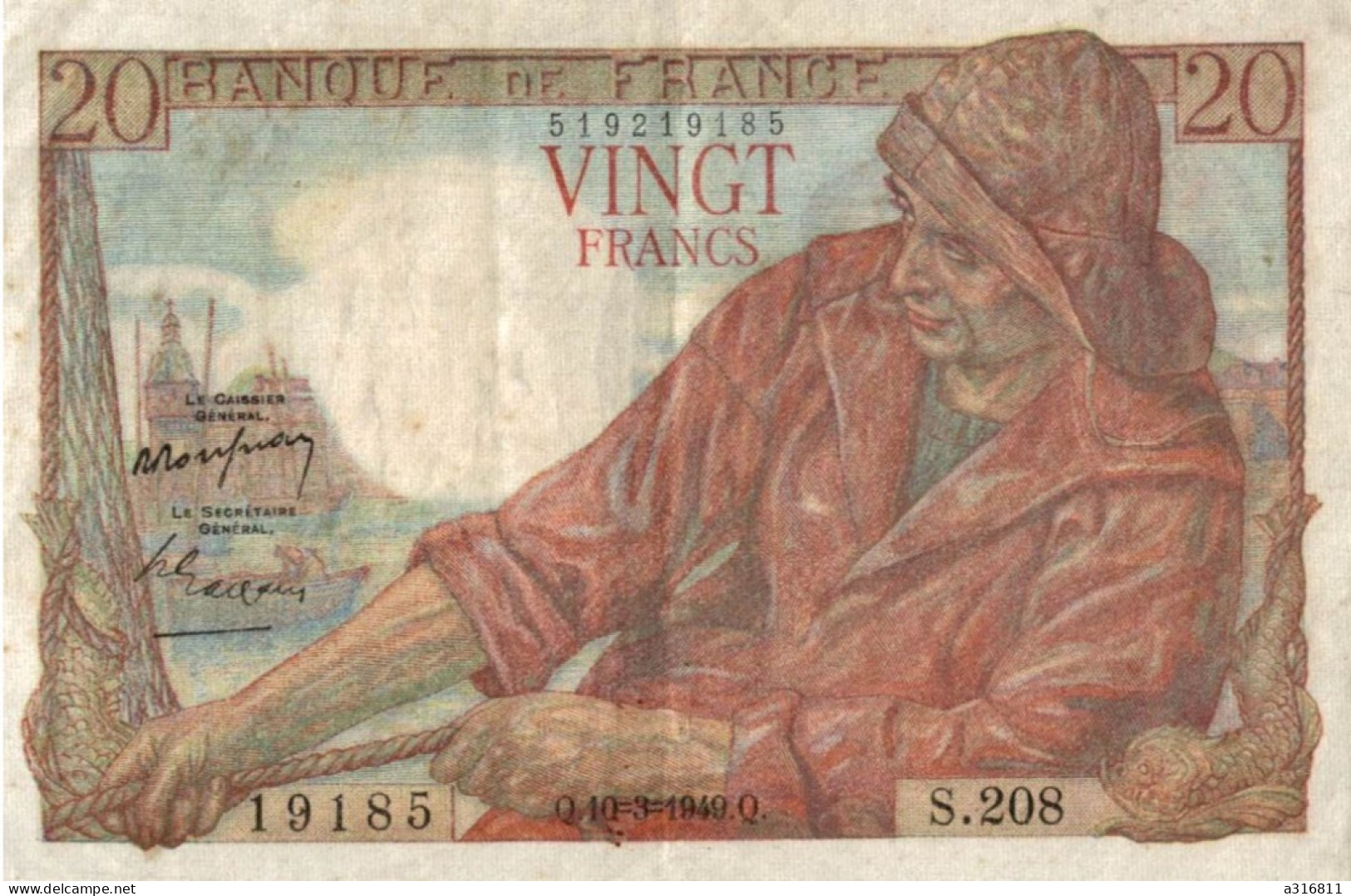 Billet Vingt Francs 1949 - 20 F 1942-1950 ''Pêcheur''