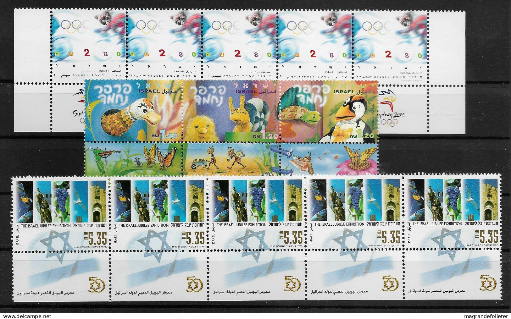 TIMBRE STAMP ZEGEL ISRAEL PETIT LOT 5 X 1420 1496 ET 3X 1455-57  XX - Neufs (avec Tabs)