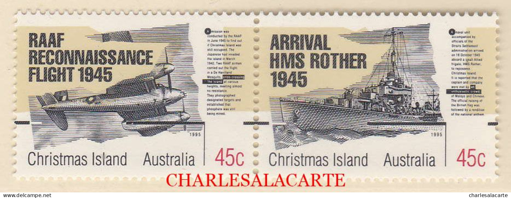 CHRISTMAS ISLAND 1995  END OF WWII  ANNIVERSARY HORIZONTAL PAIR  SG 407-408  U.M. - Christmaseiland