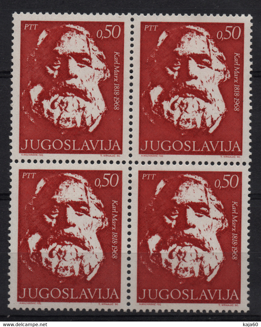 2433 Yugoslavia 1968 Karl Marx Birthday Block Of 4  MNH - Ungebraucht