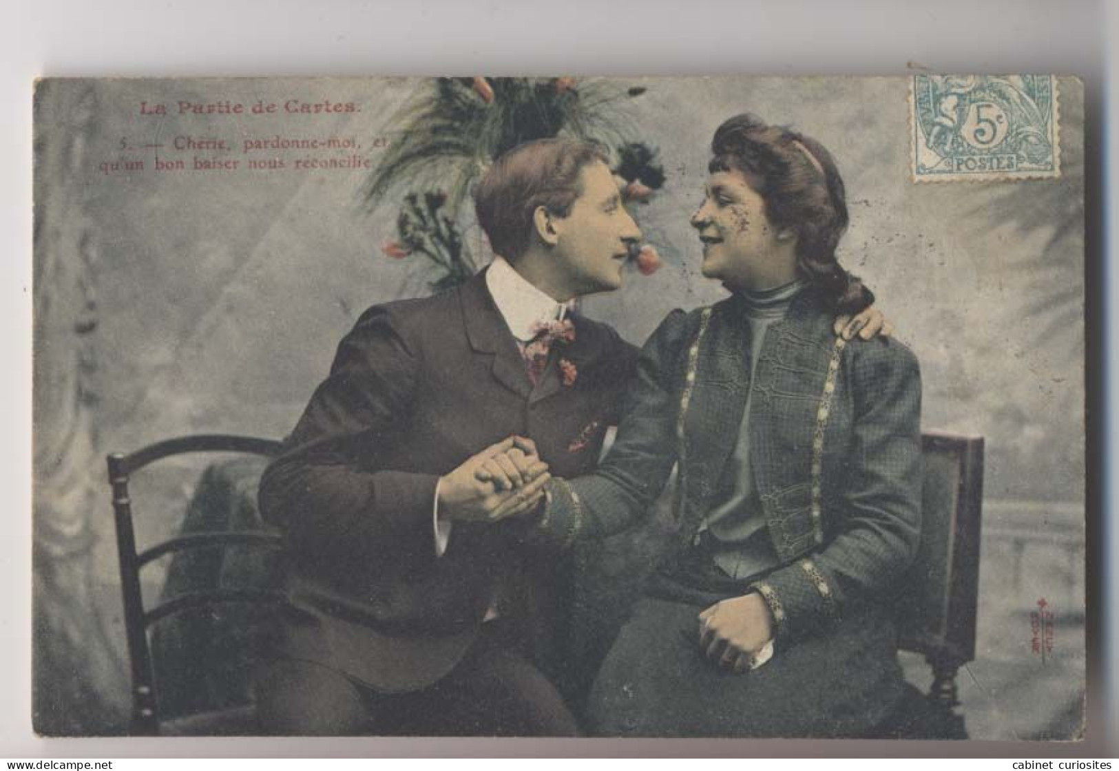La Partie De Cartes  - 1908 - Chérie Pardonne Moi - Colorisée - Animée - Cartes à Jouer - Playing Cards