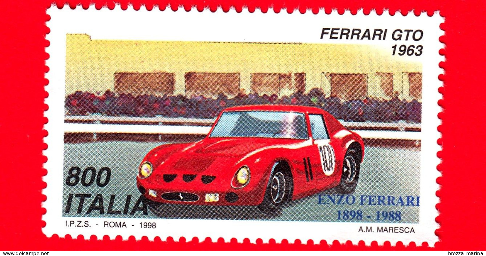 ITALIA - Usato - 1998 - Esposizione Filatelica Mondiale, Milano - Giornata Della Ferrari - Ferrari GTO, 1963 - 800 L. - 1991-00: Used