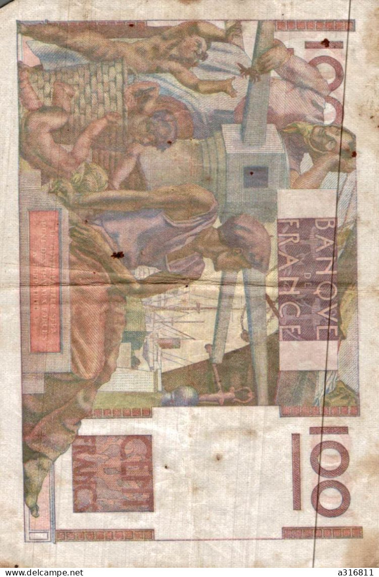 Billet Cent Francs 1950 - 100 F 1945-1954 ''Jeune Paysan''