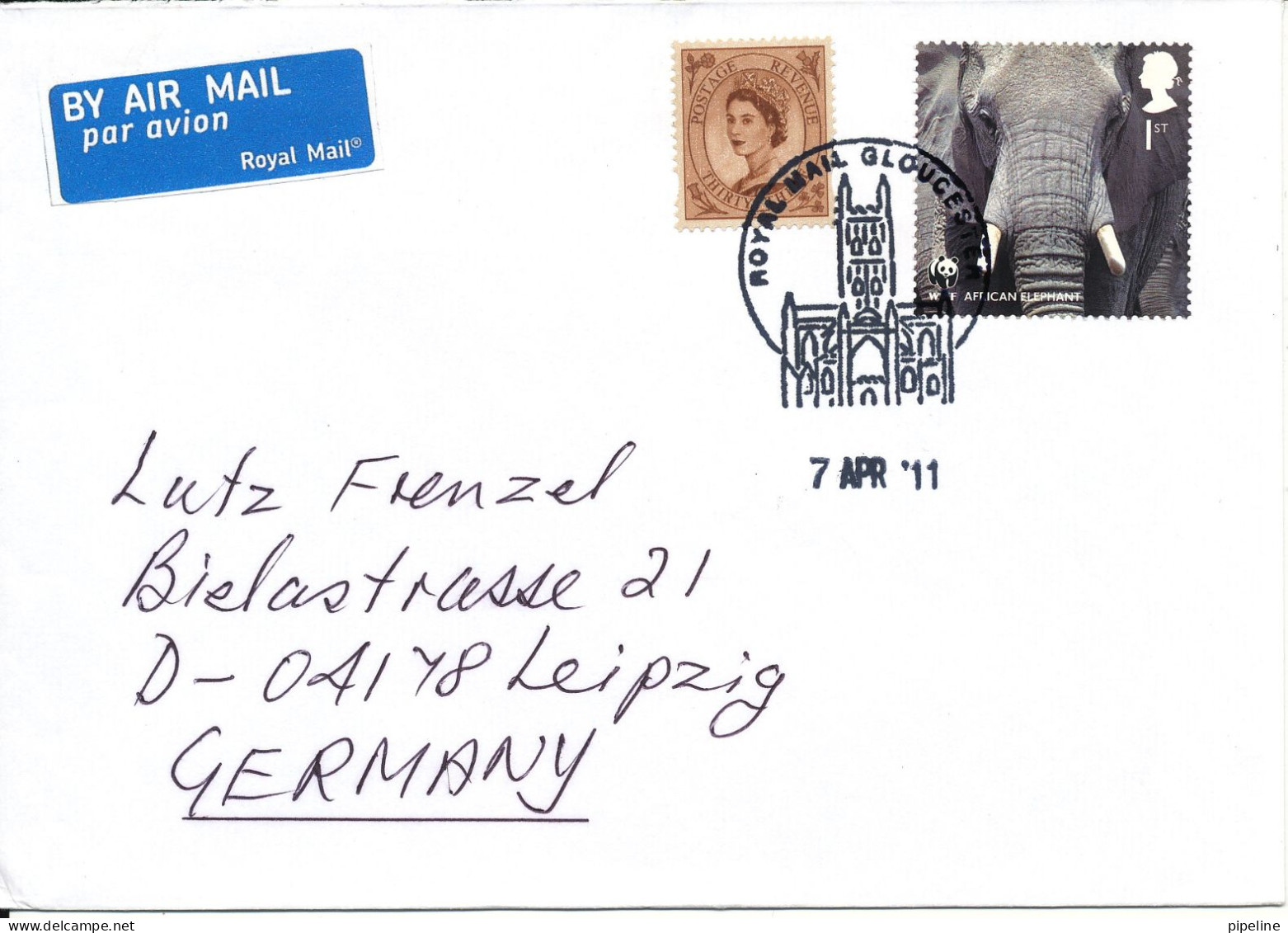 Great Britain Cover Sent To Germany 7-4-2011 Special Postmark And WWF Stamp With African Elephant - Covers & Documents