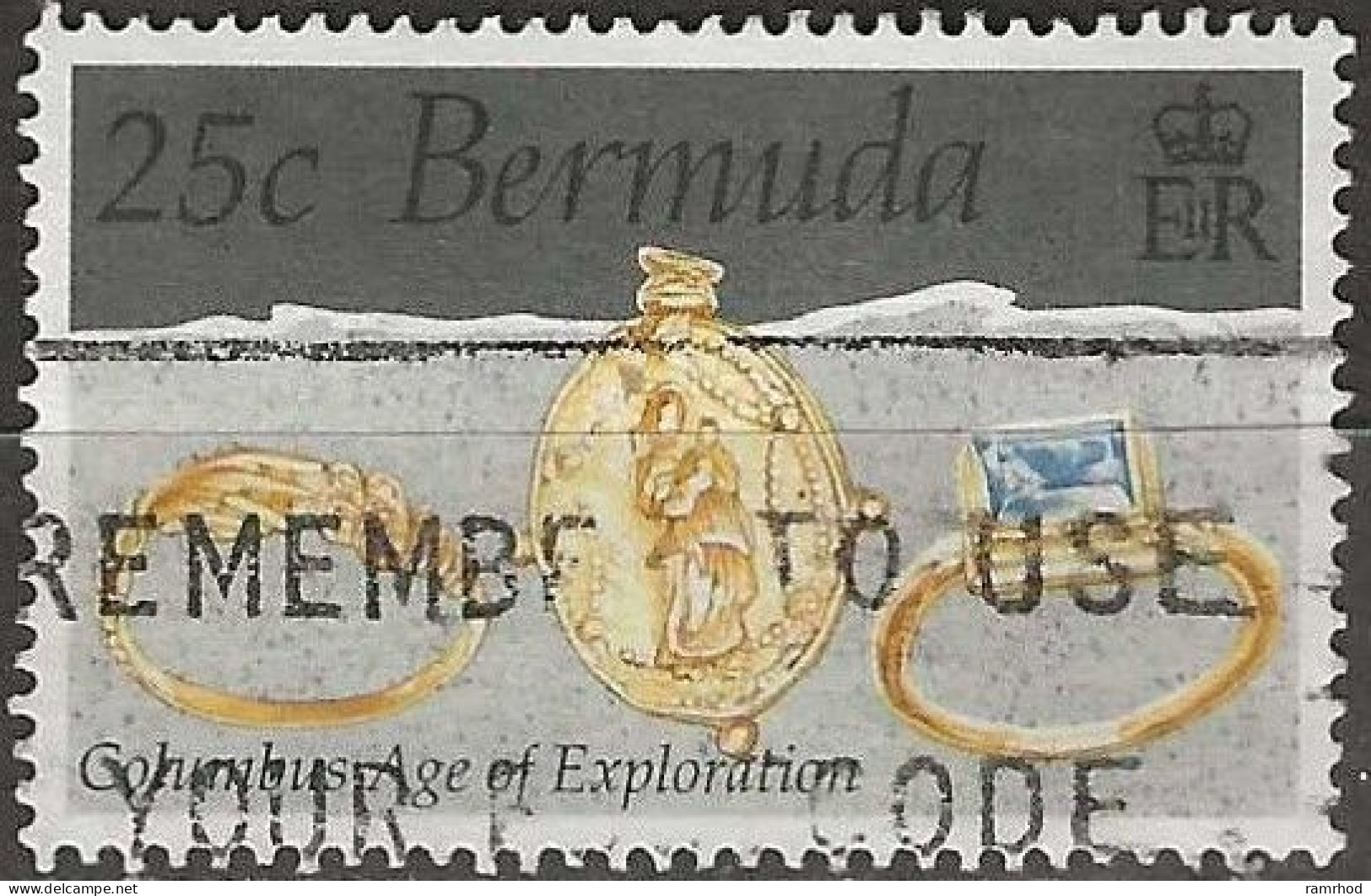 BERMUDA 1992 500th Anniversary Of Discovery Of America By Columbus. Spanish Artifacts - 25c Rings And Medallion AVU - Bermudes