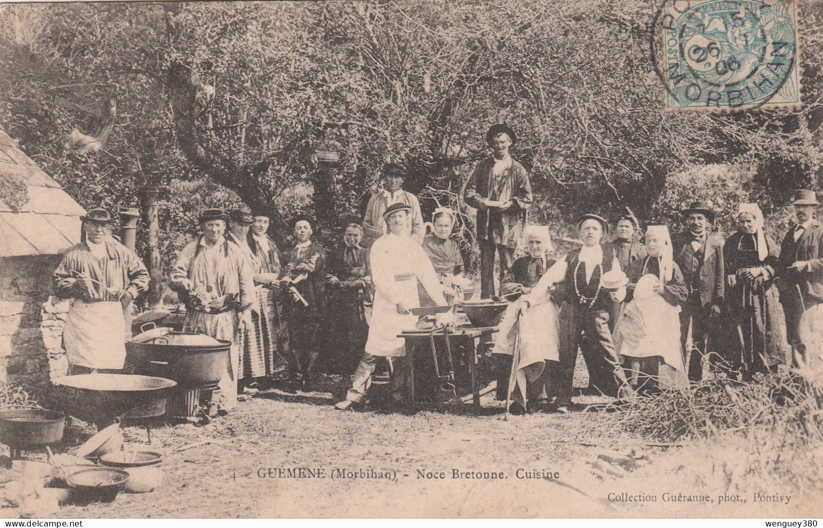 56 GUEMENE  - Noce Bretonne -Cuisine       SUP  PLAN  1906.     TOP.       RARE - Guemene Sur Scorff