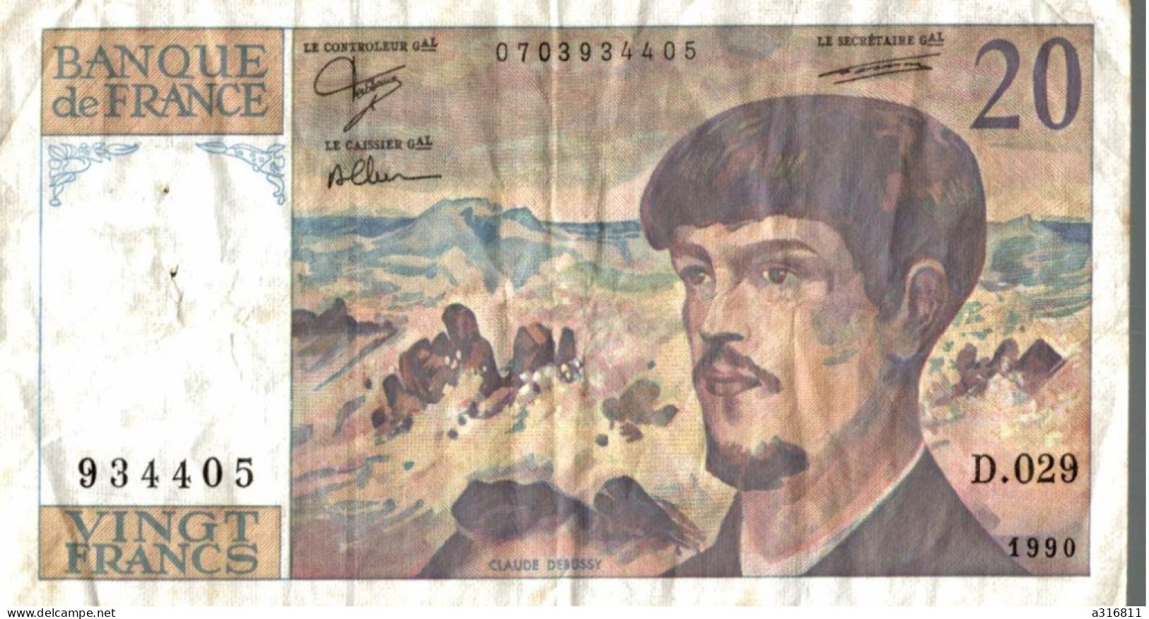 Billet Vingt  Francs 1990 - 20 F 1980-1997 ''Debussy''