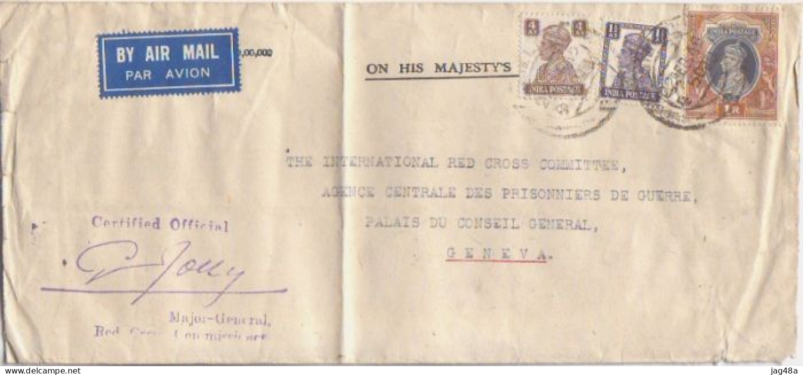 INDIA. 1945/Simla, RedCross-envelope/censored. - 1936-47 Koning George VI