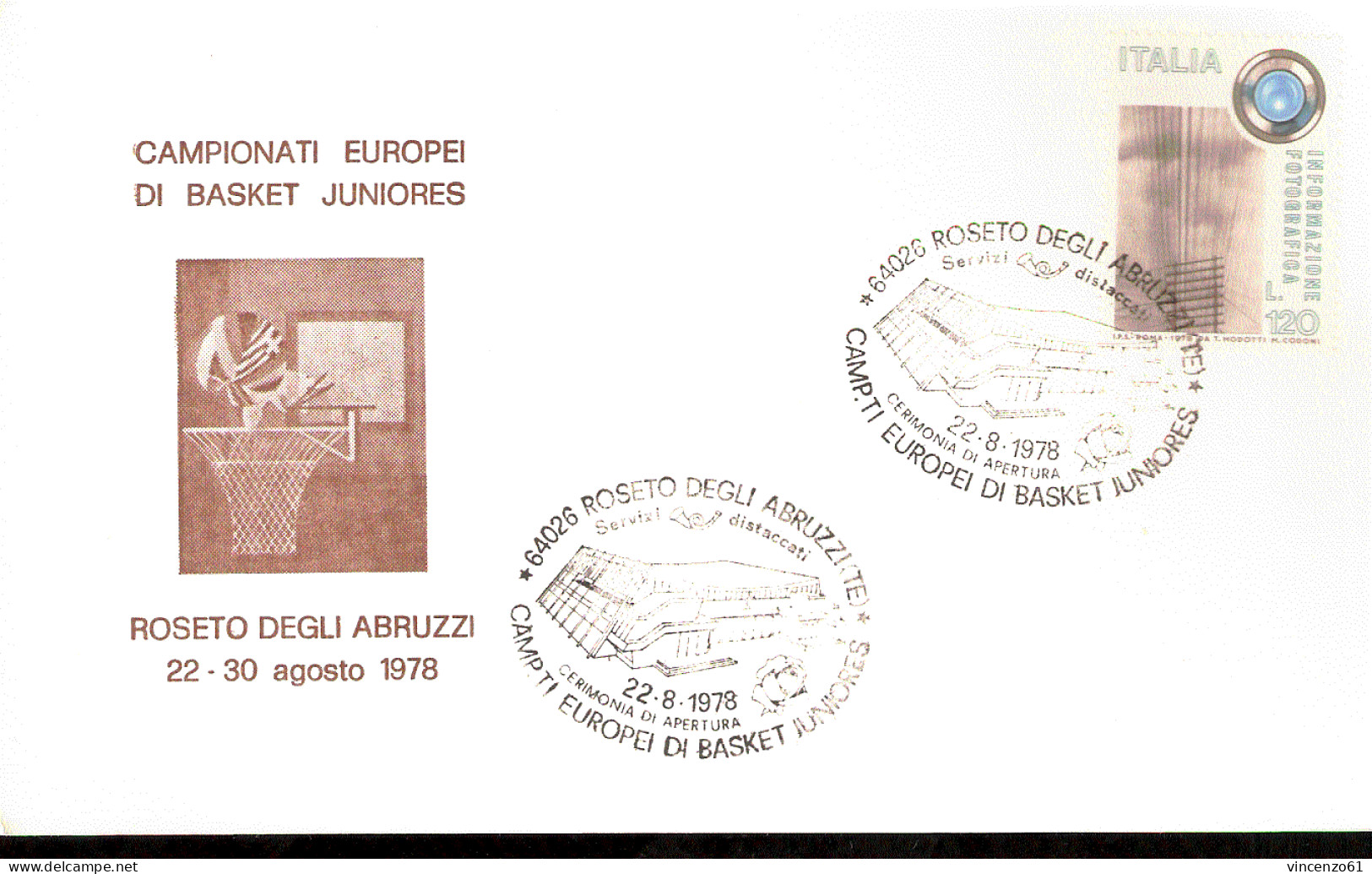 CARTOLINA NUMERATA 100 CON ANNULLO SPECIALE EUROPEI DI BASKET JUNIORES 1978 - Basketball