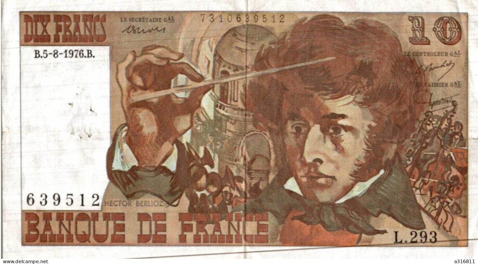 Billet , FRANCE , 10 Francs , 1976 - 10 F 1972-1978 ''Berlioz''