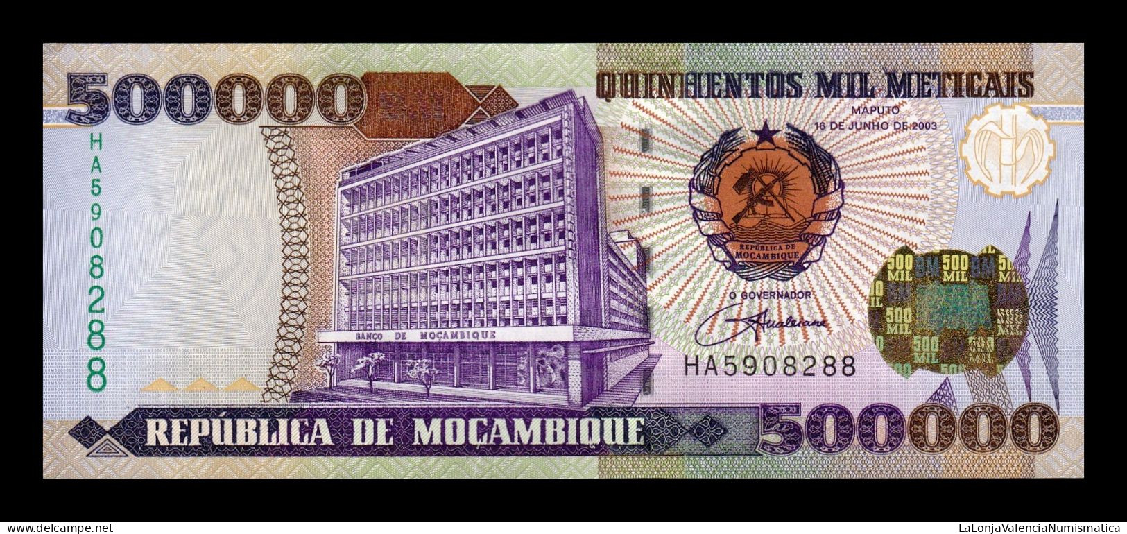 Mozambique 500000 Meticais 2003 Pick 142 Sc Unc - Mozambico