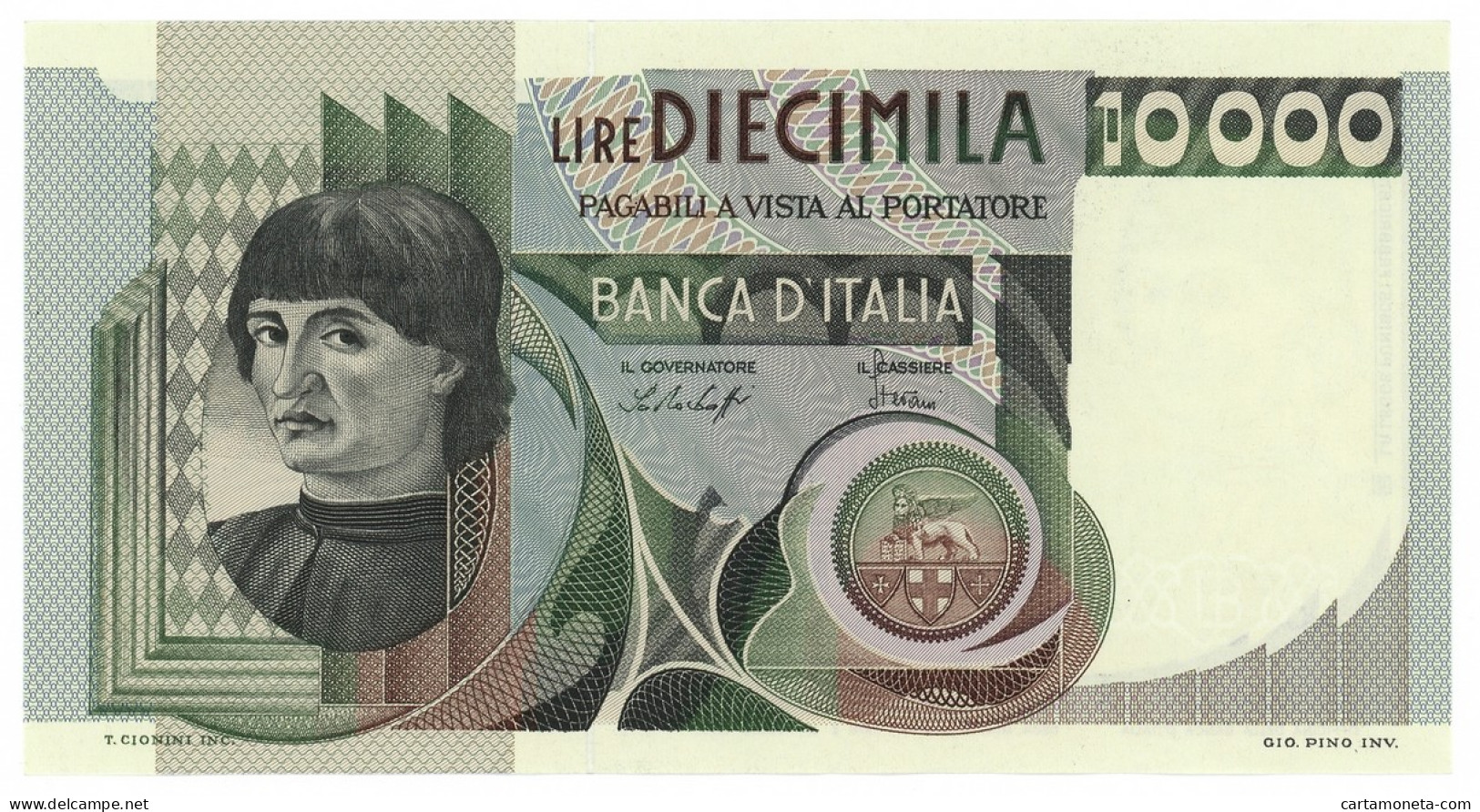 10000 LIRE RITRATTO D'UOMO A MEZZOBUSTO ANDREA DEL CASTAGNO 30/10/1976 SUP - Autres & Non Classés