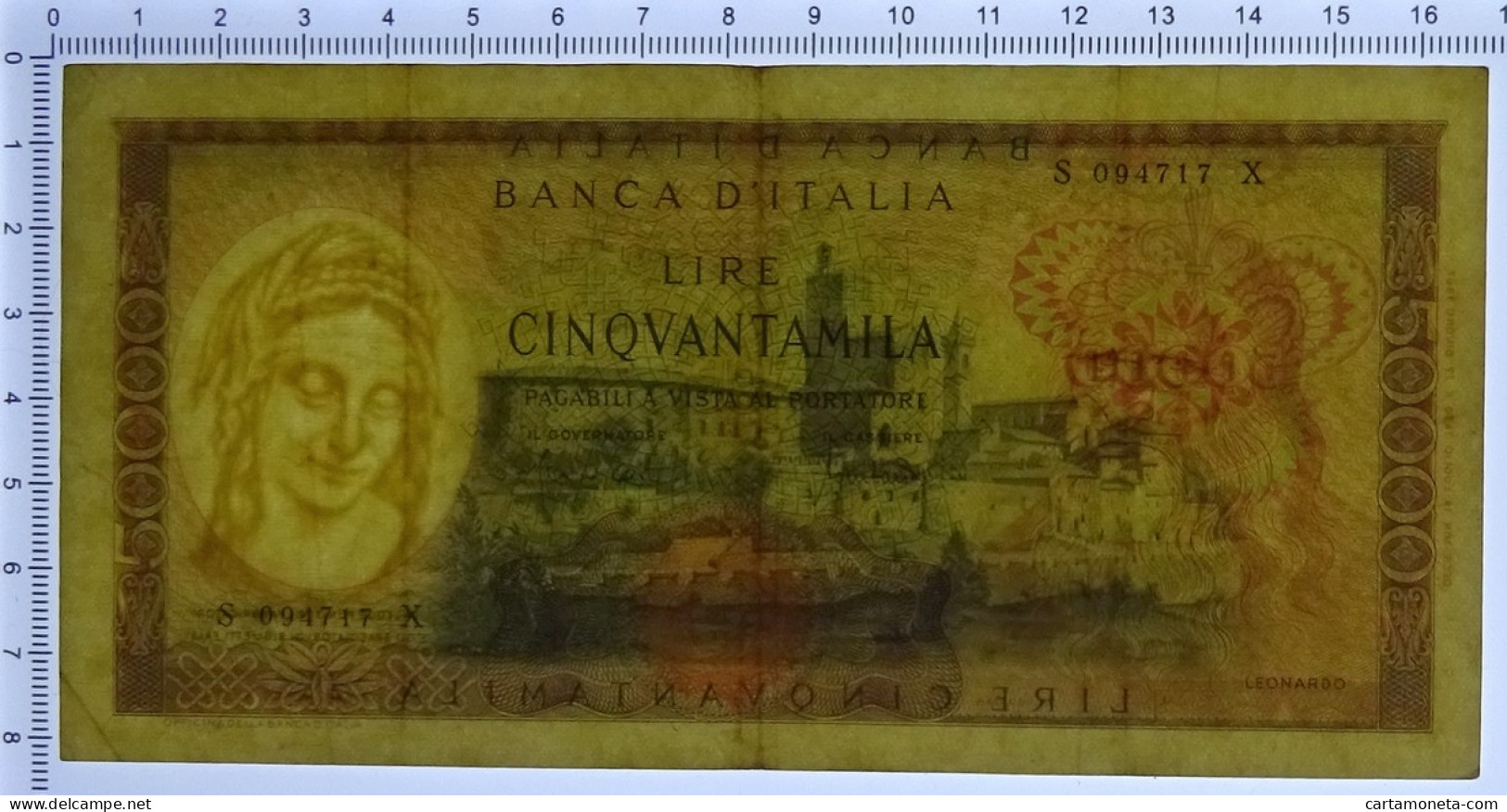 50000 LIRE BANCA D'ITALIA LEONARDO DA VINCI MEDUSA 19/07/1970 BB/BB+ - Andere & Zonder Classificatie