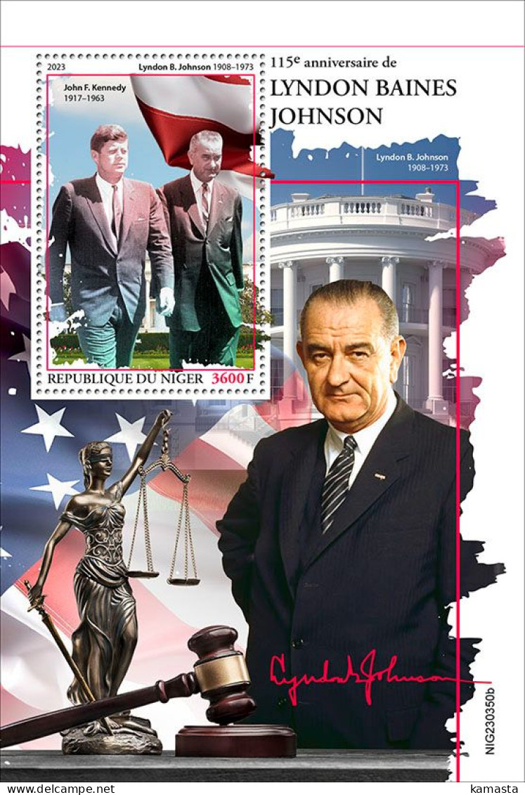 Niger 2023 115 Years Since The Birth Of Lyndon B. Johnson. John F. Kennedy. (350b) OFFICIAL ISSUE - Kennedy (John F.)