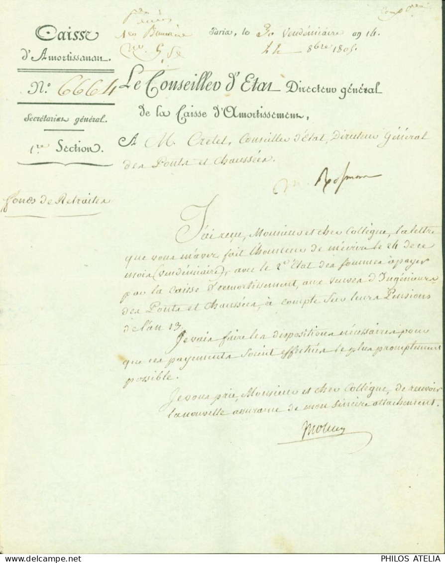 LAS Lettre Autographe Signature Nicolas François, Comte Mollien Pair De France Administrateur Homme Politique - Politisch Und Militärisch