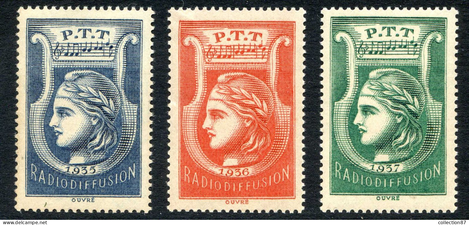 REF 001 > FRANCE - RADIODIFFUSION N° 1 à 3 * * < Neuf Luxe -- MNH * * -- P.T.T. < Cote 344 € - Radiodiffusion