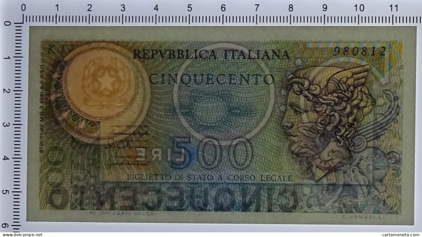 500 LIRE BIGLIETTO DI STATO MERCURIO 20/12/1976 FDS - Otros & Sin Clasificación