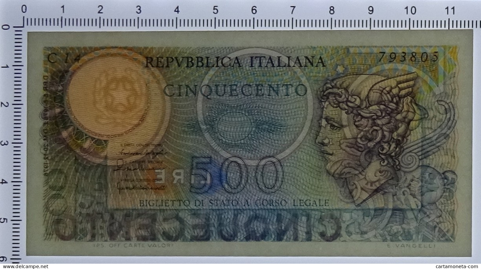 500 LIRE BIGLIETTO DI STATO MERCURIO 20/12/1976 FDS - Autres & Non Classés