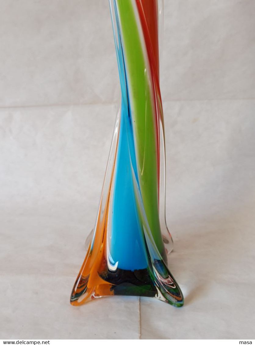 Vaso multicolore Torchon vetro di Murano