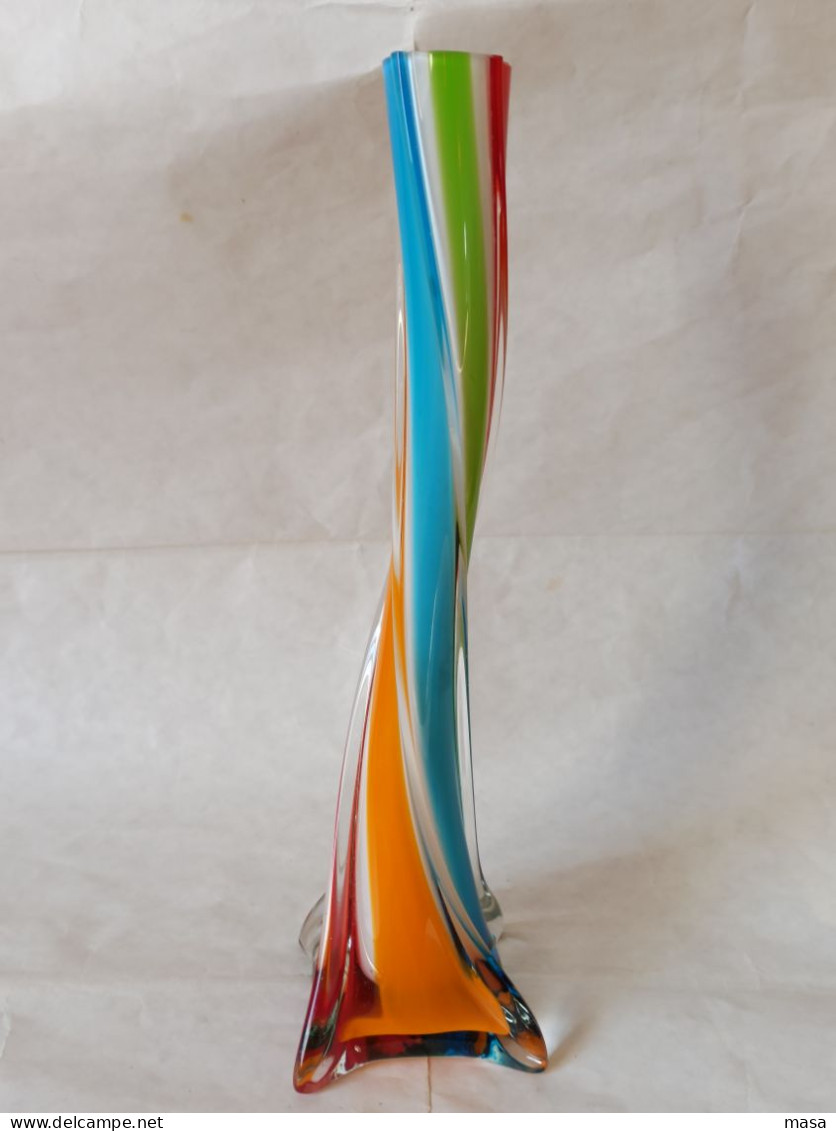 Vaso multicolore Torchon vetro di Murano