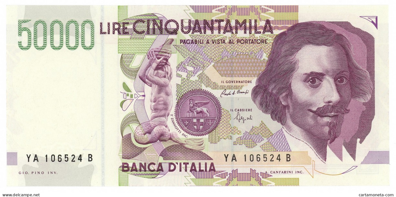 50000 LIRE GIAN LORENZO BERNINI II TIPO LETTERA A 27/05/1992 SUP - Sonstige & Ohne Zuordnung