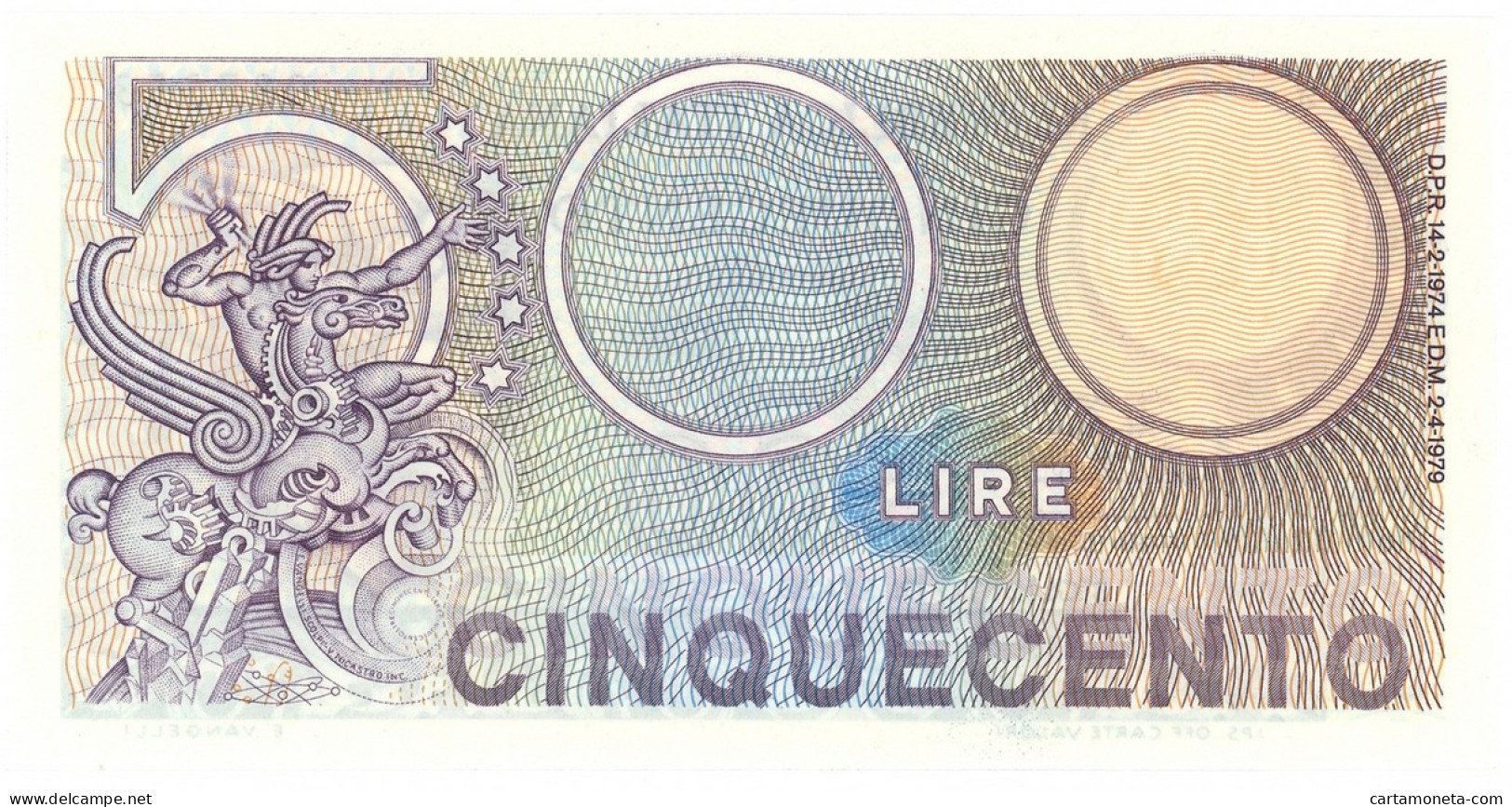 500 LIRE BIGLIETTO DI STATO MERCURIO 02/04/1979 FDS - Otros & Sin Clasificación