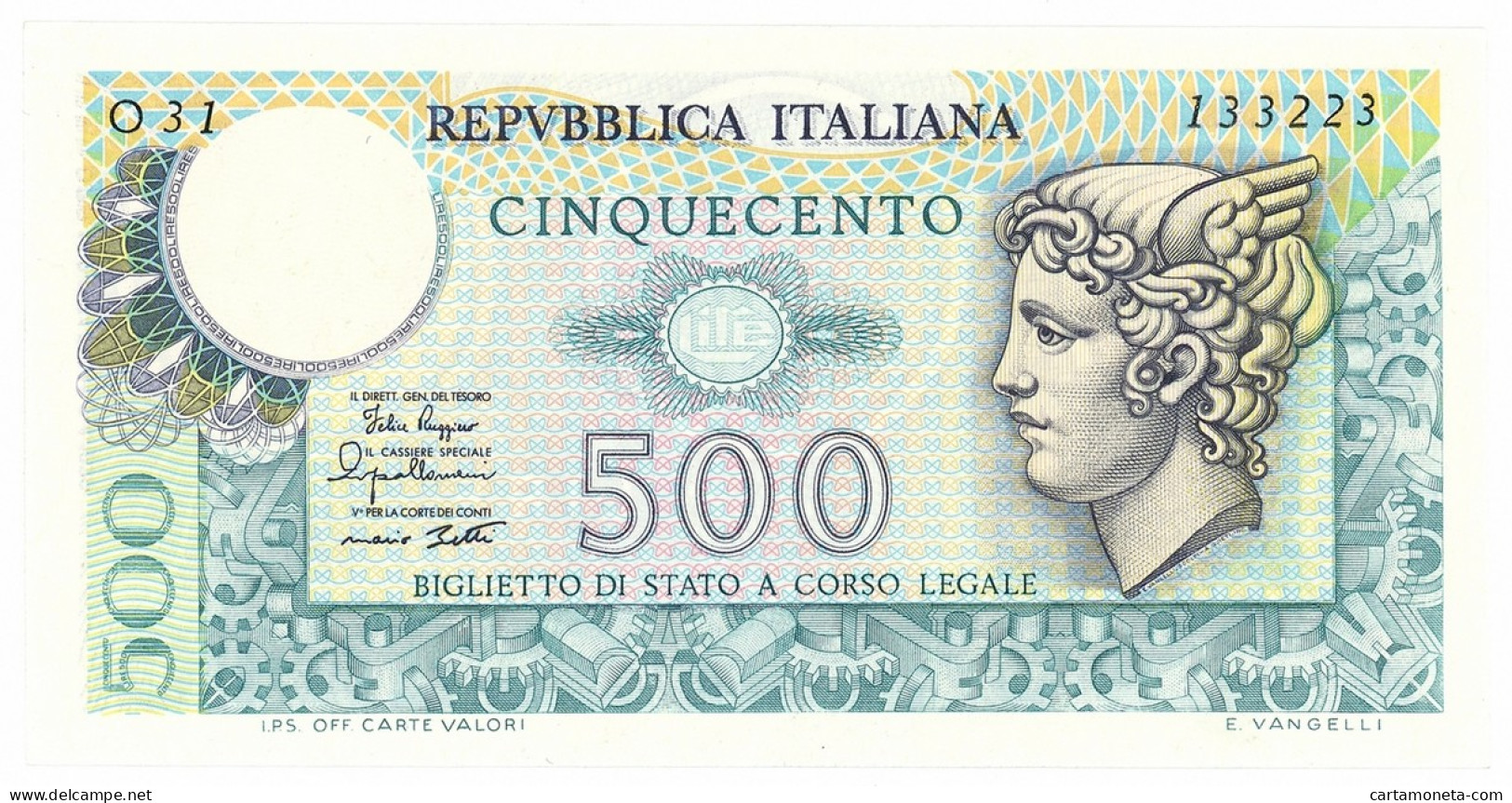 500 LIRE BIGLIETTO DI STATO MERCURIO 02/04/1979 FDS - Sonstige & Ohne Zuordnung