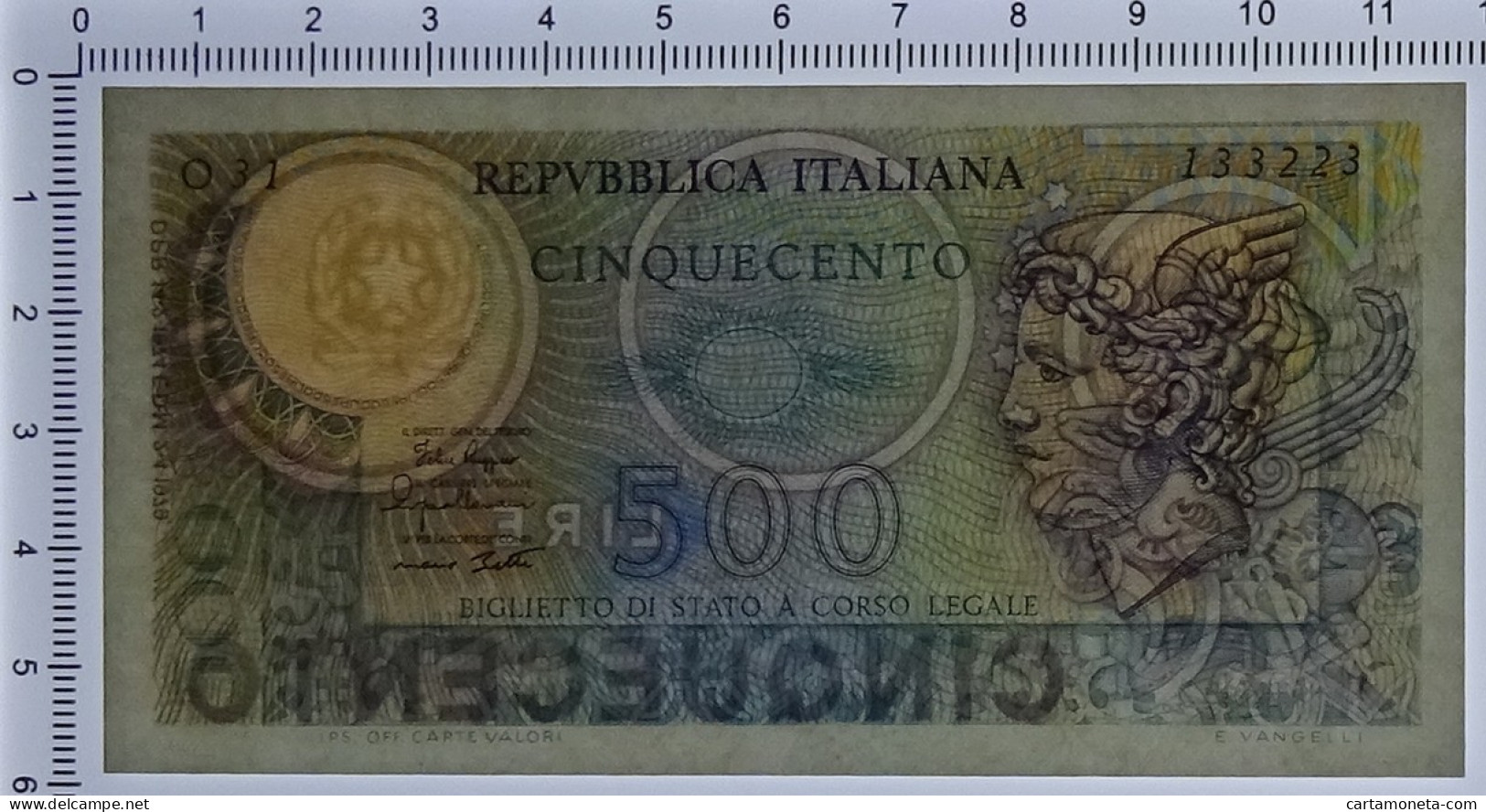 500 LIRE BIGLIETTO DI STATO MERCURIO 02/04/1979 FDS - Otros & Sin Clasificación