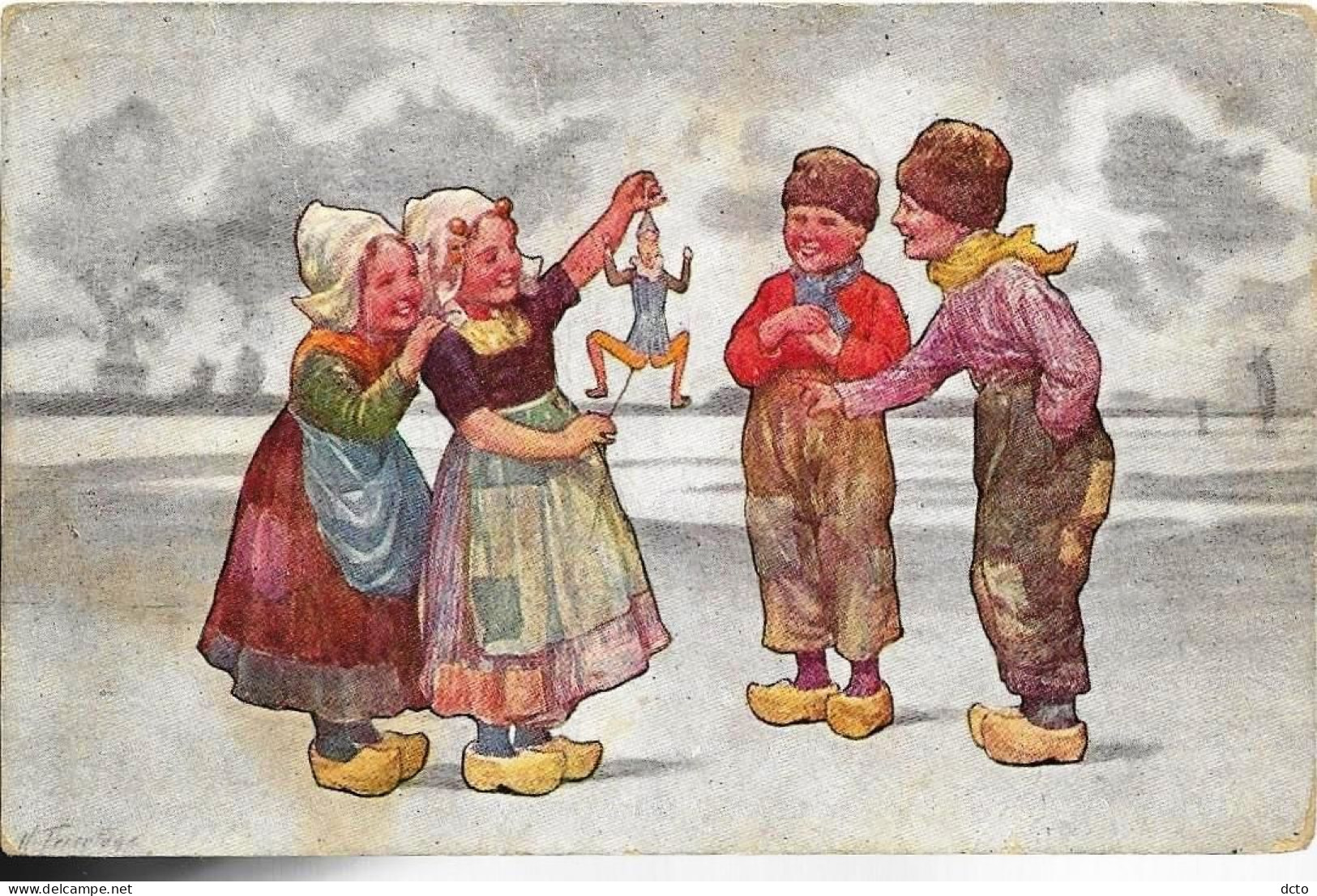 FEIERTAG Enfants Hollandais à La Marionnette Ed; B.K.W.I. Série 496  5, Envoi 1912 - Feiertag, Karl