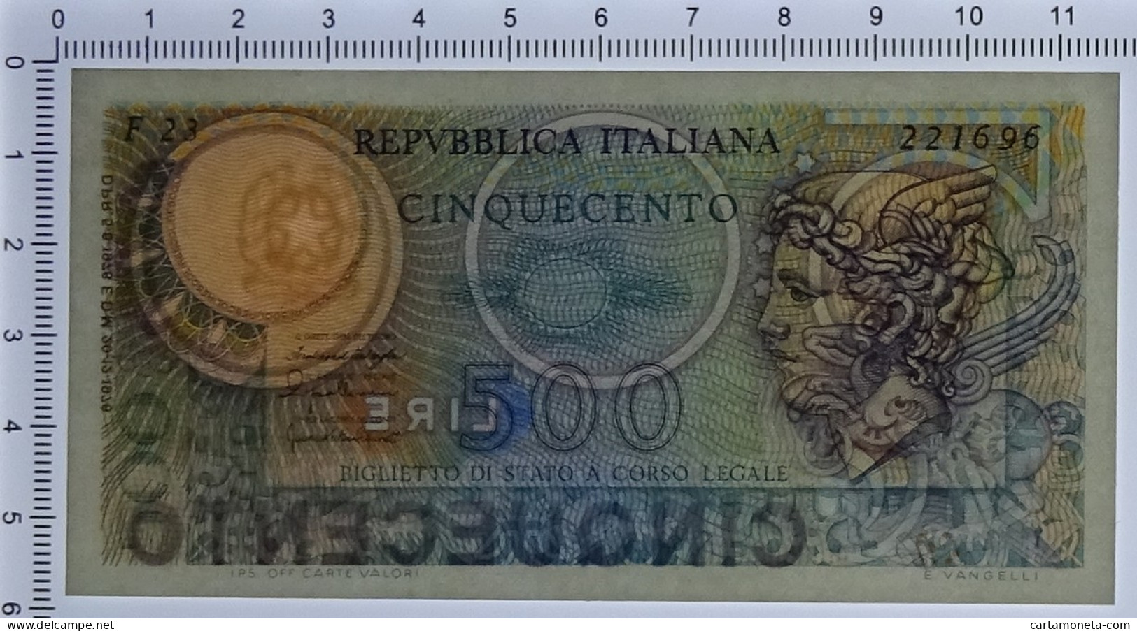 500 LIRE BIGLIETTO DI STATO MERCURIO 20/12/1976 FDS - Other & Unclassified