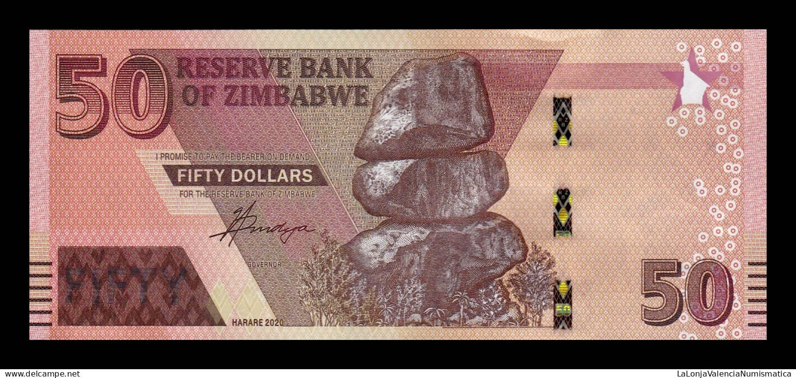 Zimbabwe 50 Dollars 2020 Pick 105 Sc Unc - Zimbabwe