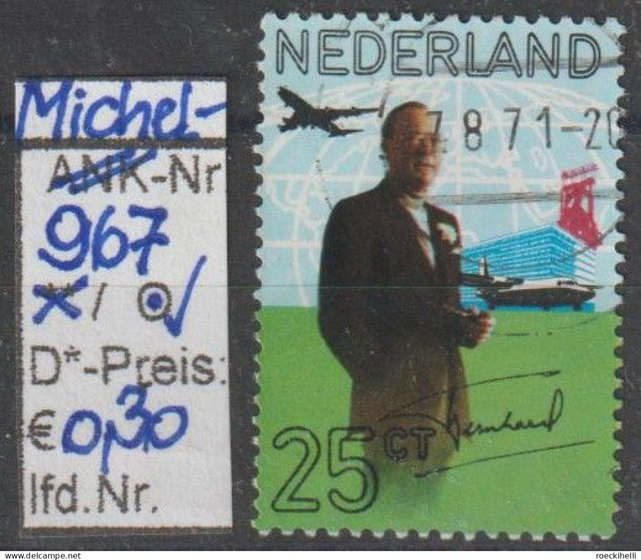 1971 - NIEDERLANDE - SM "60. Geb.tag V. Prinz Bernhard" 25 C Mehrf. - O  Gestempelt - S. Scan (967o Nl) - Used Stamps